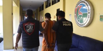 SM/Dok TERSANGKA : Pria Inisial C Tersangka Kasus Tindak Pidana Narkotika Jenis Sabu Diperiksa Di Kantor Satresnarkoba Polres Wonosobo